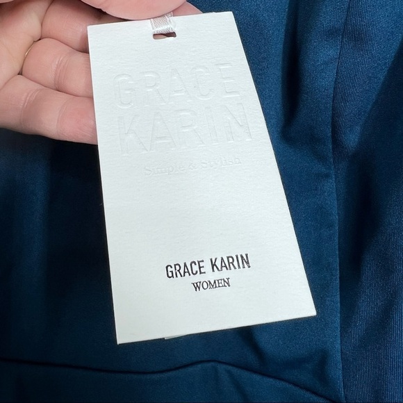 GRACE KARIN Teal Fitted Rushed Dress - Picture 9 of 10